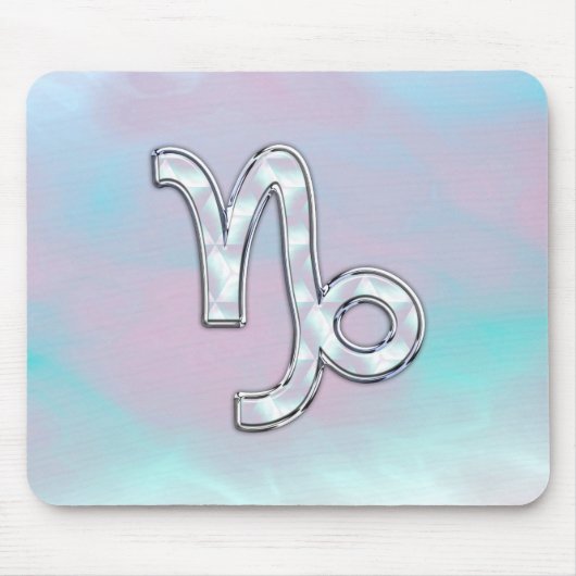 Capricorn Sign on Moeder Pearl Nacre Style Muismat (Voorkant)