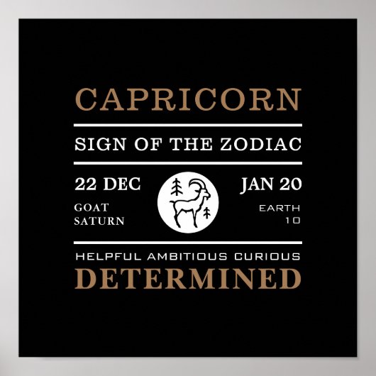 Capricorn Sign van de Zodiac, Astrologisch Poster (Voorkant)