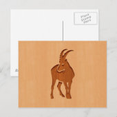 Capricorn silhouette gegraveerd op houtwaren briefkaart (Voorkant / Achterkant)