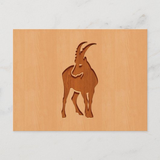 Capricorn silhouette gegraveerd op houtwaren briefkaart (Voorkant)