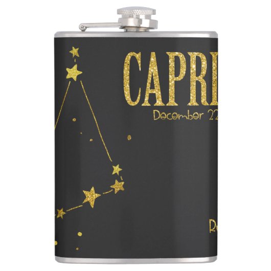 Capricorn Star Sign Heupfles (Voorkant)