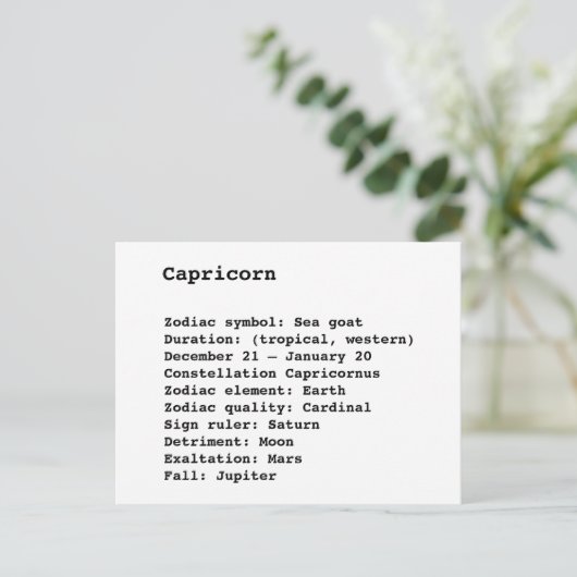 Capricorn sterrenbeeld astrologie verjaardag briefkaart (Staand voorkant)