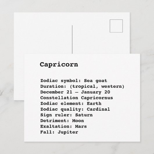 Capricorn sterrenbeeld astrologie verjaardag briefkaart (Voorkant / Achterkant)