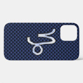 Capricorn Symbool Navy Carbon Fiber Style Case-Mate iPhone Case (Achterkant (horizontaal))