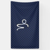 Capricorn Symbool Navy Carbon Fiber Style Spandoek (Verticaal)