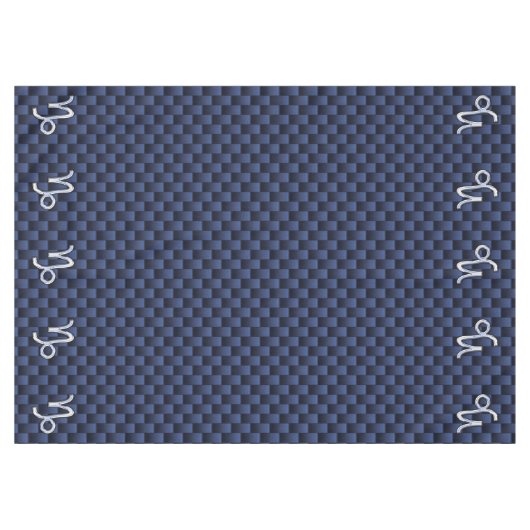 Capricorn Symbool Navy Carbon Fiber Style Tafelkleed (Voorkant (Horizontaal))