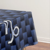 Capricorn Symbool Navy Carbon Fiber Style Tafelkleed (Voorbeeld)
