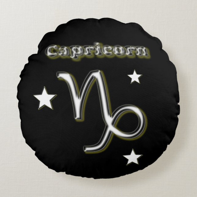 Capricorn-symbool Rond Kussen (Voorkant)