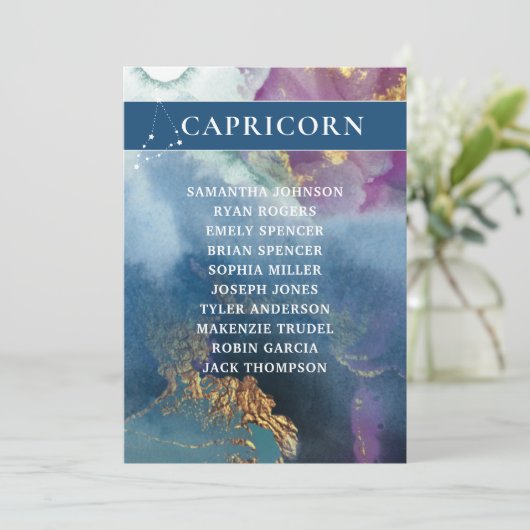 Capricorn Table Number Celestious Seating Chart Kaart (Staand voorkant)