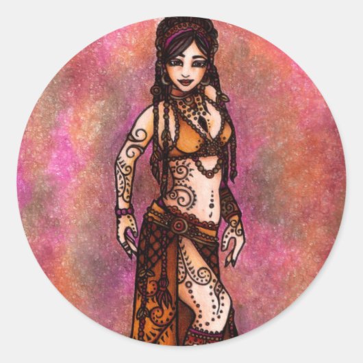 Capricorn Tribal Belly Dancer Ronde Sticker (Voorkant)
