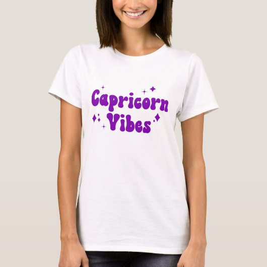Capricorn Vibes Zodiac Astrology Paarse Stars T-shirt (Voorkant)