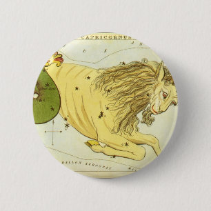 Capricorn Vintage Constellatie, Urania's Spiegel Ronde Button 5,7 Cm