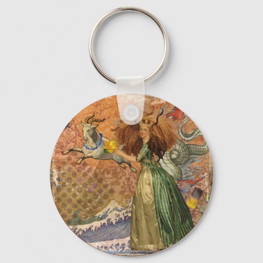 Capricorn Vrouw sterrenbeeld astrologie schilderij Sleutelhanger (Voorkant)