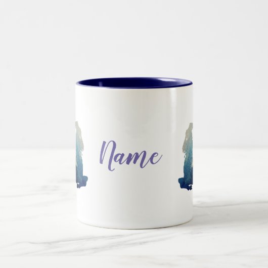 Capricorn Waterverf Art, aangepaste naam Tweekleurige Koffiemok (Center)