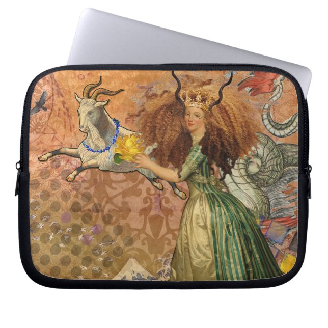 Capricorn Woman Collage  Whimsical Surreal Laptop Sleeve (Voorkant)