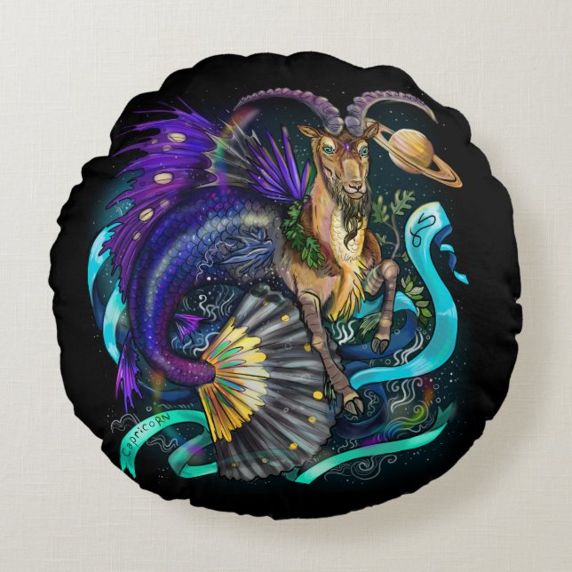Capricorn zodiaal teken rond kussen (Voorkant)