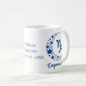 Capricorn Zodiac Astrology Birthday Blue White Koffiemok (Voorkant rechts)
