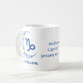 Capricorn Zodiac Astrology Birthday Blue White Koffiemok (Voorkant links)