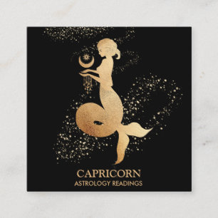 *~* Capricorn Zodiac Astrology Reading Gold Black Vierkante Visitekaartje