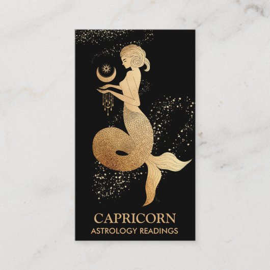 *~* Capricorn Zodiac Astrology Readtions Black Visitekaartje (Voorkant)