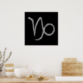 Capricorn. Zodiac Astrology Sign. Black. Poster (Keuken)