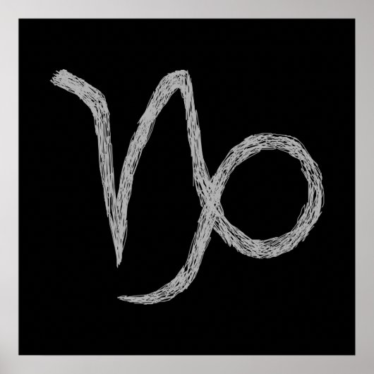 Capricorn. Zodiac Astrology Sign. Black. Poster (Voorkant)