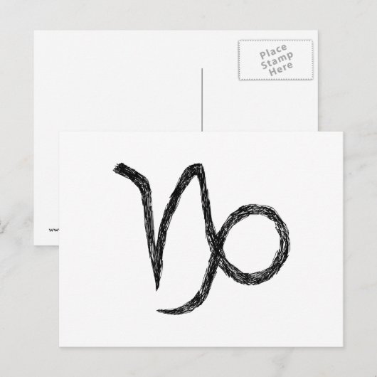 Capricorn. Zodiac Astrology Sign. Zwart. Briefkaart (Voorkant / Achterkant)