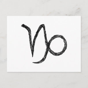Capricorn. Zodiac Astrology Sign. Zwart. Briefkaart
