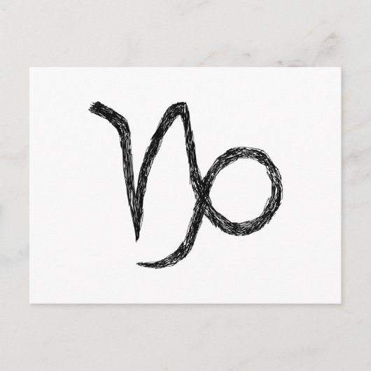 Capricorn. Zodiac Astrology Sign. Zwart. Briefkaart (Voorkant)