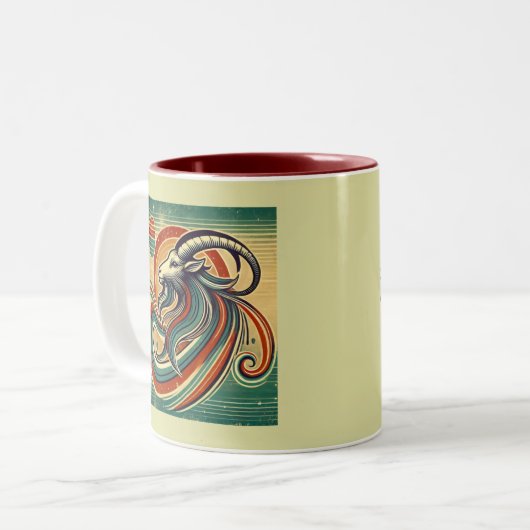 Capricorn Zodiac Coffee Mok Retro Style (Voorkant links)