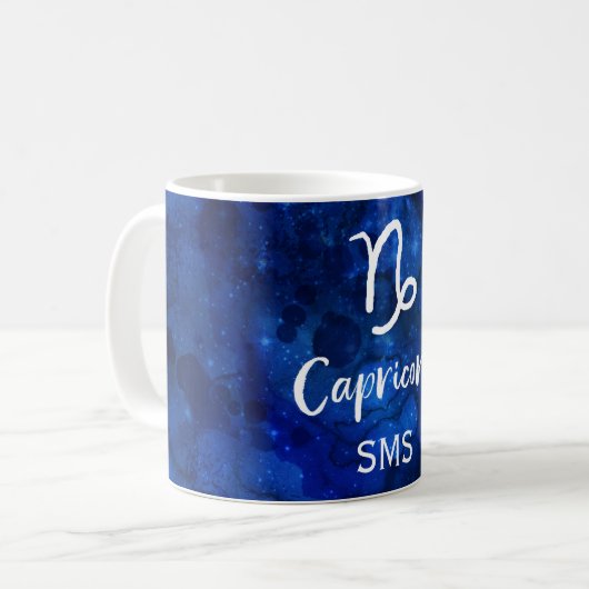 Capricorn Zodiac Constellation Galaxy Sky Monogram Koffiemok (Voorkant links)
