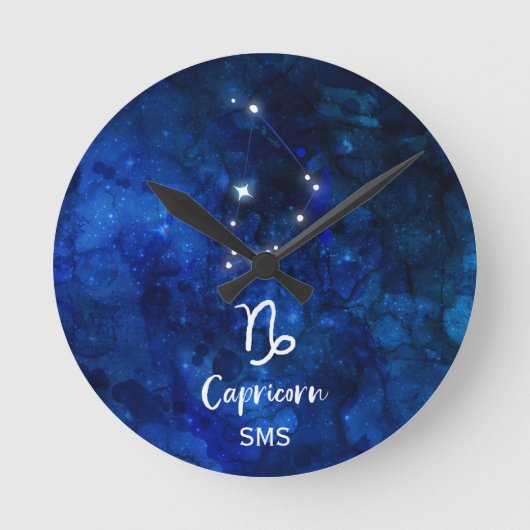 Capricorn Zodiac Constellation Galaxy Sky Monogram Ronde Klok (Voorkant)