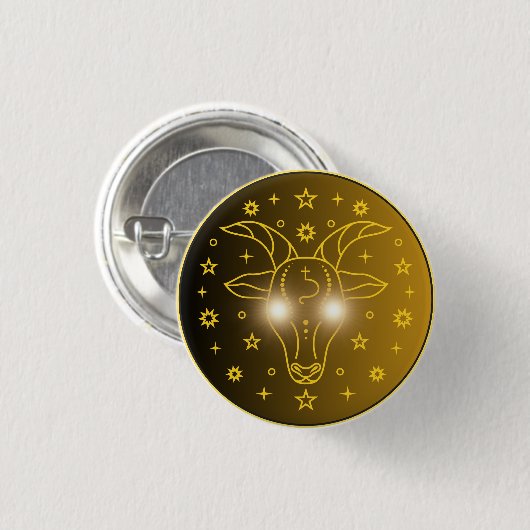 Capricorn Zodiac Emblem | Minimal Celestial Symbol Ronde Button 3,2 Cm (Voorkant /achterkant)