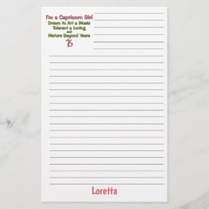 Capricorn Zodiac Girl's met lijnen en naam Briefpapier