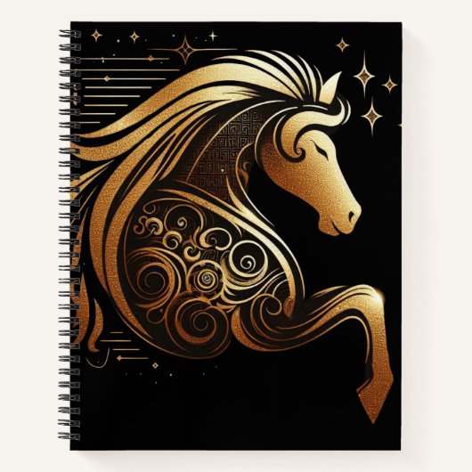 Capricorn Zodiac Gold Horse Astrology Notitieboek (Voorkant)
