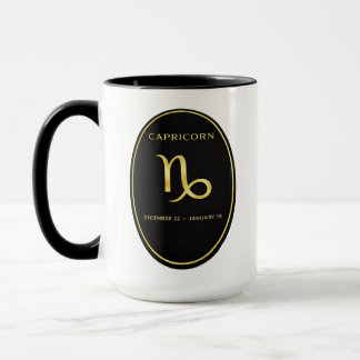 Capricorn Zodiac Gold Oval Emblem Mug | Luxury Ast Mok