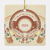 Capricorn Zodiac Kerstversiering Keramisch Ornament (Achterkant)