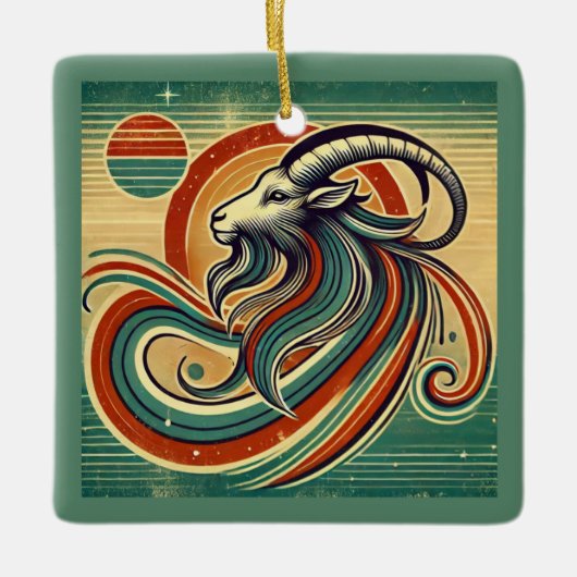 Capricorn Zodiac Kerstversiering Keramisch Ornament (Voorkant)
