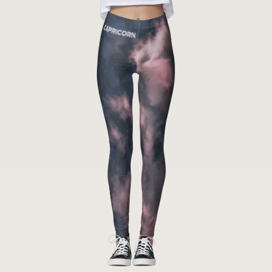 Capricorn Zodiac Pink Clouds Leggings (Voorkant)