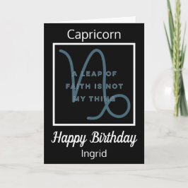 Capricorn Zodiac Quote Black & White Birthday Kaar Kaart