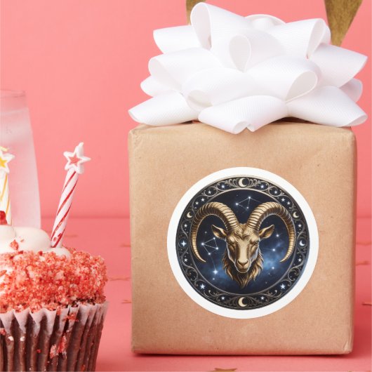 Capricorn Zodiac Sea Goat Ronde Sticker (Feest)