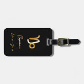 Capricorn Zodiac Sign Black & Gold Bagagelabel (Voorkant horizontaal)