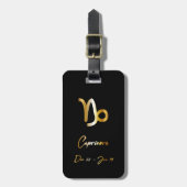 Capricorn Zodiac Sign Black & Gold Bagagelabel (Voorkant verticaal)