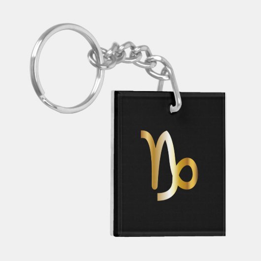 Capricorn Zodiac Sign, Black & Gold Sleutelhanger (Voorkant Links)
