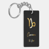 Capricorn Zodiac Sign, Black & Gold Sleutelhanger (Voorkant Links)