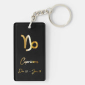Capricorn Zodiac Sign, Black & Gold Sleutelhanger (achterkant)