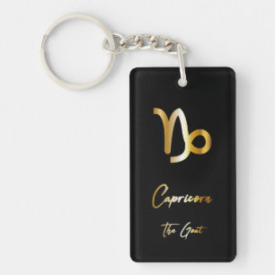 Capricorn Zodiac Sign, Black & Gold Sleutelhanger