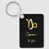 Capricorn Zodiac Sign, Black & Gold Sleutelhanger (Voorkant)
