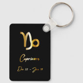 Capricorn Zodiac Sign, Black & Gold Sleutelhanger (Achterkant)