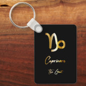 Capricorn Zodiac Sign, Black & Gold Sleutelhanger (Voorkant)